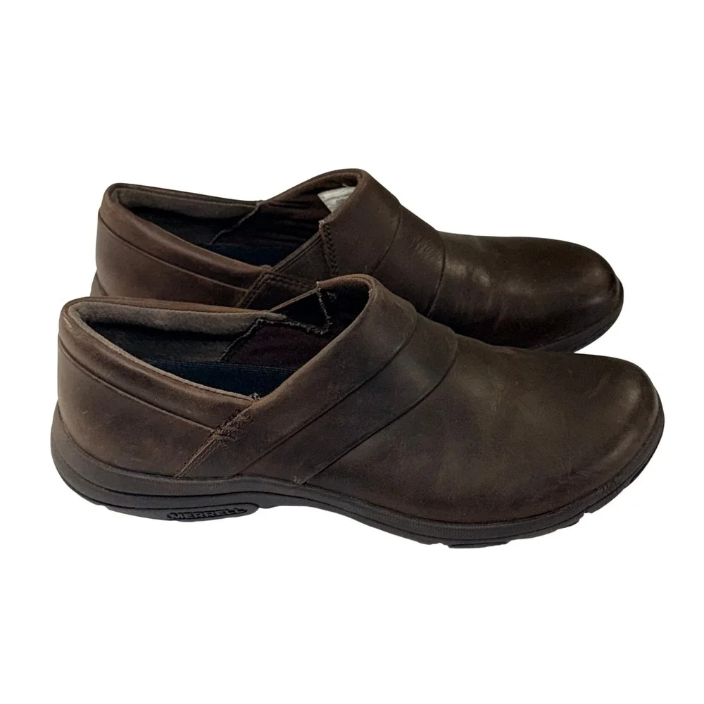 Merrell Dassie Stitch Shoes Womens 7.5 Brown Leather Slip On‎ Comfort Walking